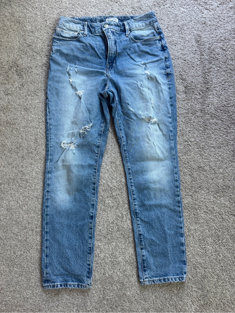 Good American Distressed Straight Leg Jeans | Size 4/27